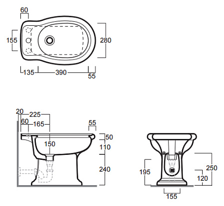 Биде напольное Simas Lante LA04bi*3