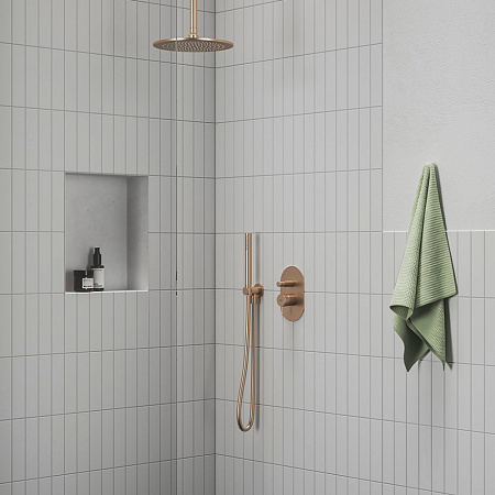 Шланговое подключение Ravak 706.60RGB X07P708 с держателем, розовое золото