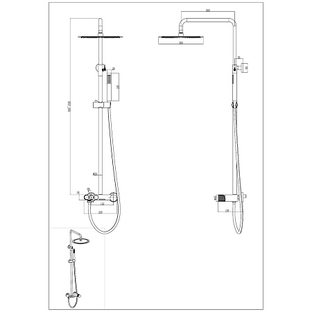 Душевая стойка Boheme Stick 128-CRCR ручка Diamond, хром