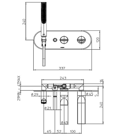 Смеситель Bossini Apice Z00555.030 для ванны с душем, хром