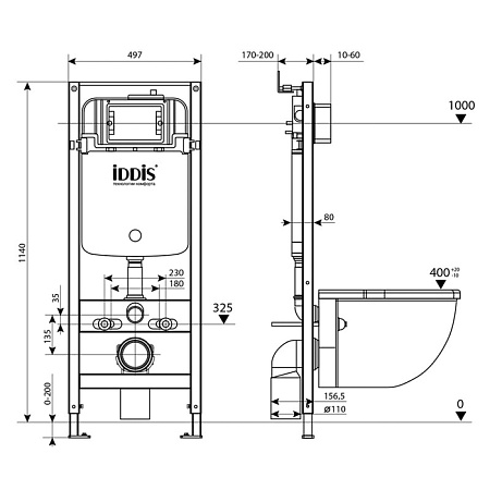 Инсталляция IDDIS Profix PRO0000i32 для подвесного унитаза