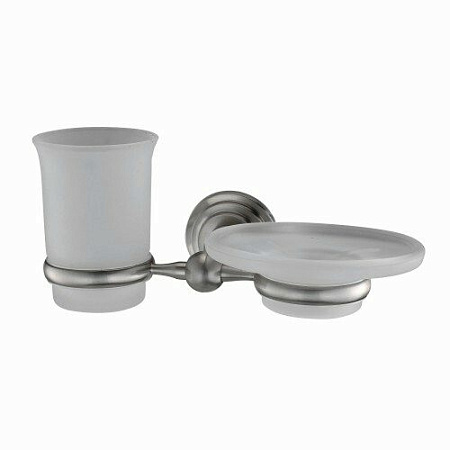 Стакан WasserKRAFT Ammer K-7026 с мыльницей, матовый хром