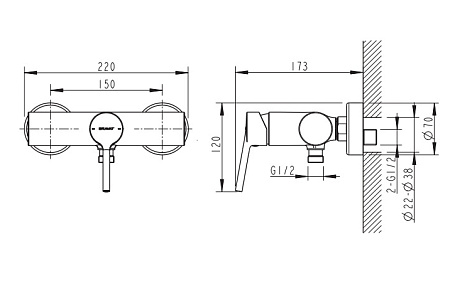 Смеситель Bravat Palace F9172217CP-01-RUS для душа хром