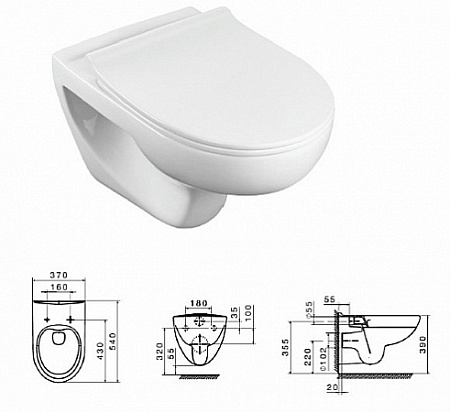 Комплект Roca Victoria Pack 893105010 унитаз подвесной + инсталляция + сиденье