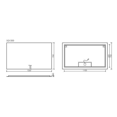 Зеркало Sancos Square SQ1200 120х70 с подсветкой
