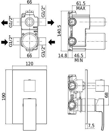 Смеситель Paffoni Elle EL018CR для душа, хром