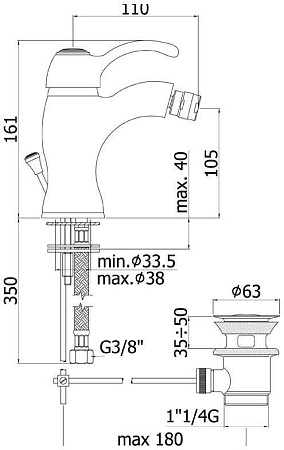 Смеситель Paffoni Flavia FA135BR для биде, бронза