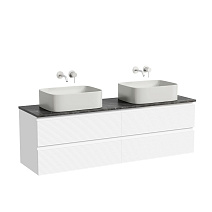 Тумба с раковиной и столешницей Sancos Folk 160 FL80W+TT160A1 Bianco/Black Sky