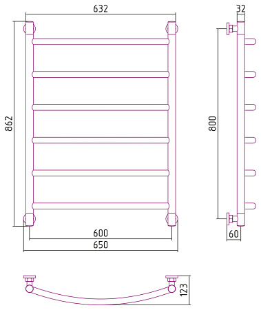 Полотенцесушитель водяной Сунержа Галант+ 31-0200-8060 800x600 черный матовый
