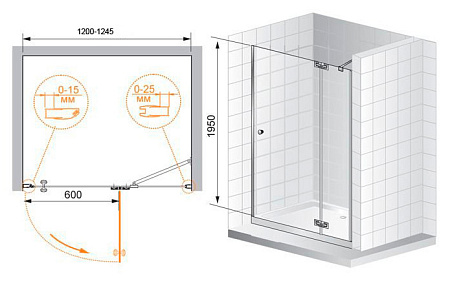 Душевая дверь в нишу Cezares Electra ELECTRA-B-12-120-P-Cr-L  рифленое стекло