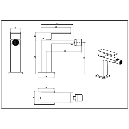 Смеситель Boheme Qubic 476-G для биде, золото