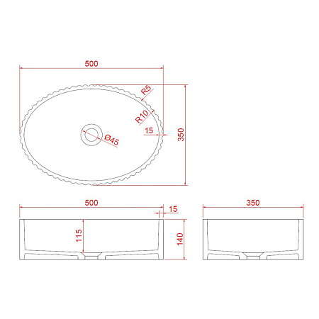 Раковина Armadi Art Canale 878-S рифленая, серебро