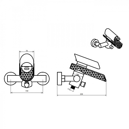 Смеситель Boheme Hypnose 233-CR для ванны с душем, хром