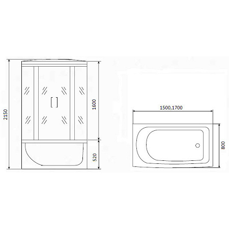 Душевой бокс Timo Eco TE-0770 168x80x218 прозрачное стекло/белый
