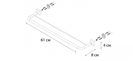 Полотенцедержатель трубчатый Fixsen Kvadro FX-61302 хром