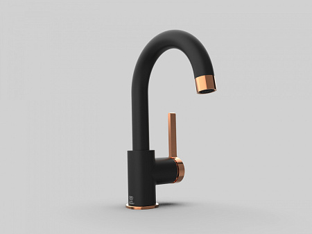 Смеситель GPD Gildo MTL165-S-R для раковины черный/розовое золото