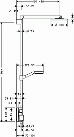Душевая стойка Hansgrohe Raindance Showerpipe 27192000