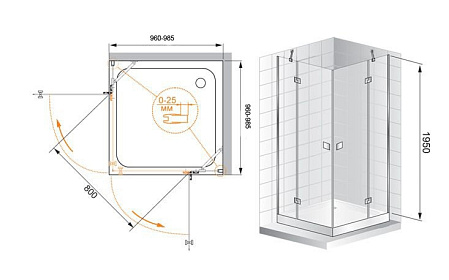 Душевой уголок Cezares Crystal A2 100 C Cr