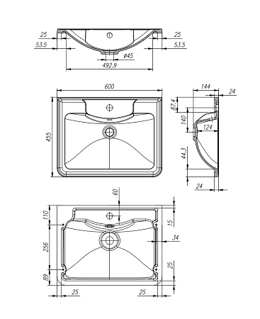 Раковина BelBagno BB600/455-LV-MR-ALR 60х45 белый