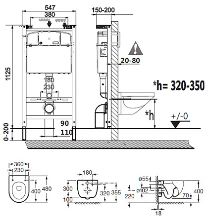 Унитаз Roca Meridian 893104110 + инсталляция + кнопка ПЭК