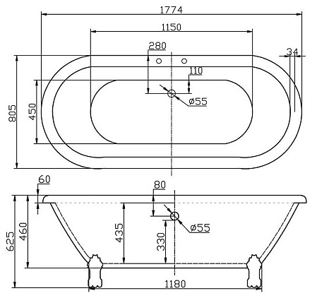 Акриловая ванна BelBagno BB21 177.4x80.5 белый