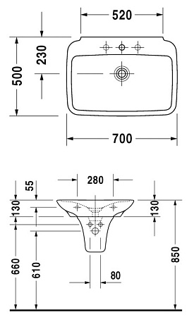 Раковина Duravit Puravida 2700700000 70