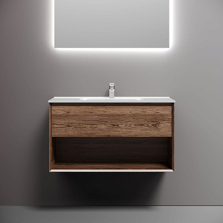 Тумба с раковиной Sancos Marmi 1.0 MR1.090ECH 90 дуб чарльстон/белый