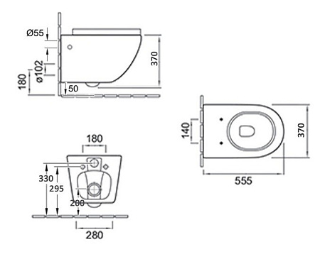 Унитаз подвесной Esbano Fortex безободковый, черный матовый