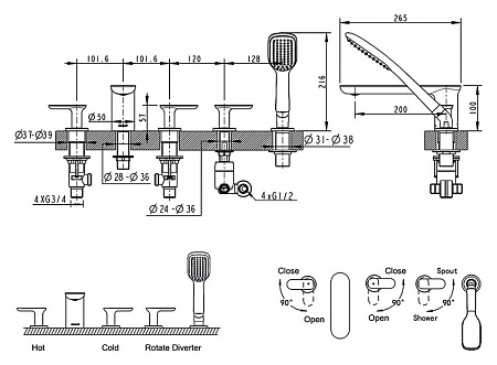 Смеситель Bravat GINA F565104C-RUS на борт ванны