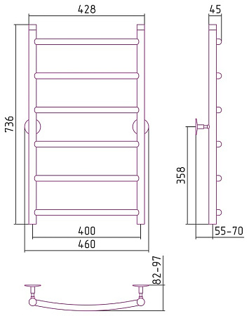 Полотенцесушитель водяной Стилье Универсал-50 80х40 хром