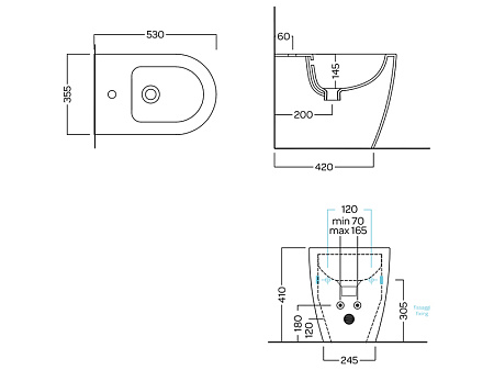 Биде напольное Hatria Futura Y9B701 белый глянцевый