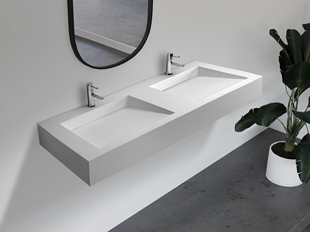 Раковина подвесная ABBER Stein AS2643-1.5 двойная, белый матовый