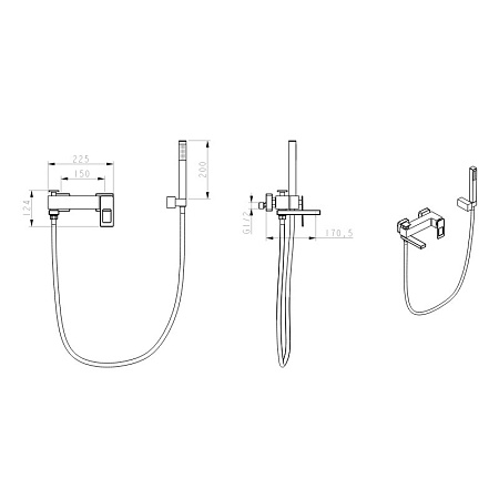 Смеситель Boheme Q 143-BB для ванны с душем, черный