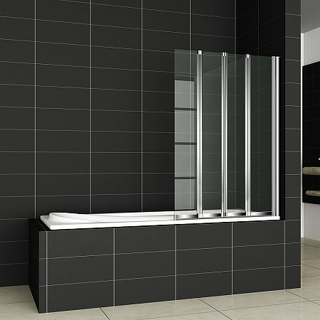Шторка на ванну Cezares Pratico PRATICO-V-4-100/140-P-Cr-R 100 R рифленое стекло