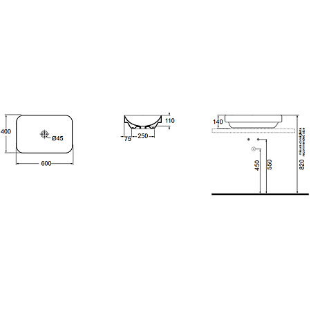 Раковина Azzurra Elegance ELLG060400S0BI/(ESO60 bi)*0 60x40 белый