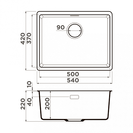 Кухонная мойка Omoikiri Kata 54-U-BL 54х42 чёрный