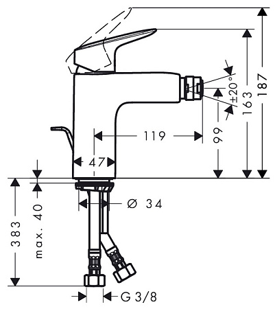 Смеситель Hansgrohe Logis 71200000 для биде, хром