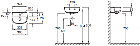 Раковина Jacob Delafon Odeon Up E4761-00 36 см