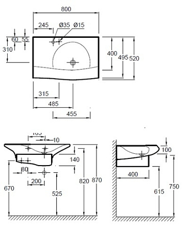 Раковина Jacob Delafon Stillness E1555-00