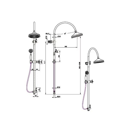 Душевая стойка Boheme Imperiale 402-SW золото/Swarovski