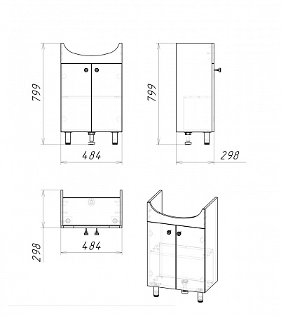 Тумба под раковину Grossman КРИТ-ЭКО 105005 50 напольная