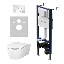 Комплект: инсталляция + клавиша + унитаз AM.PM Func IS90101.8F1701 белый/белый глянцевый