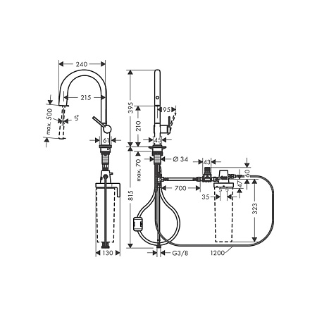 Смеситель Hansgrohe Aqittura 76803670 для кухонной мойки, с вытяжным изливом, черный матовый