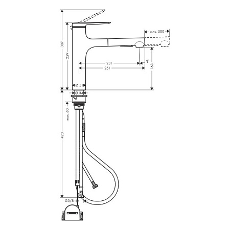 Смеситель Hansgrohe Zesis M33 74804000 для кухонной мойки, хром