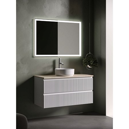 Мебель для ванной со столешницей Sancos Snob R 100 SNR100W+TT100A2X Bianco/Kreman