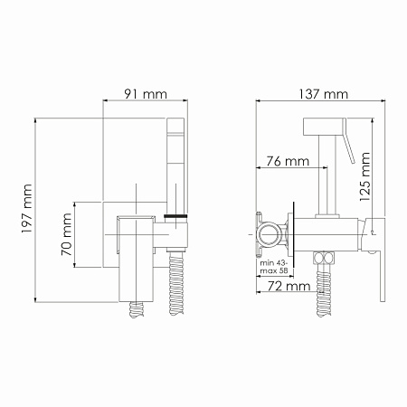 Гигиенический душ со смесителем WasserKRAFT A71638 черный