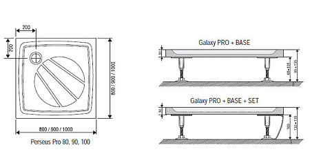 Поддон для душа Ravak Galaxy Pro PERSEUS PRO-100 белый