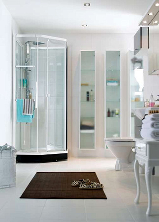 Задняя панель IDO Showerama 8-5 4985122011 100x100 прозрачное стекло, белый профиль