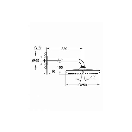 Верхний душ с кронштейном Grohe Tempesta 250 26663000 хром