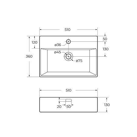 Раковина накладная BelBagno BB1340 35x50.5x13.5 белый